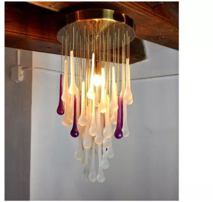 Murano Cascading Crystal Ceiling Lamp by Venini, Italy, 1960s-EJE-1373483