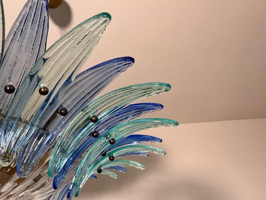 Murano Ceiling Light with Original Palmette in Blue and Turquoise, 1990-FHZ-2023492