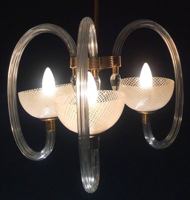 Murano Chandelier by Ercole Barovier for Reticello Venice, 1940s-MBH-1031961