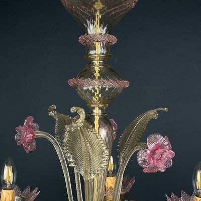 Murano Chandelier in Pink and Clear, Italy, 1980s-WQC-1731958