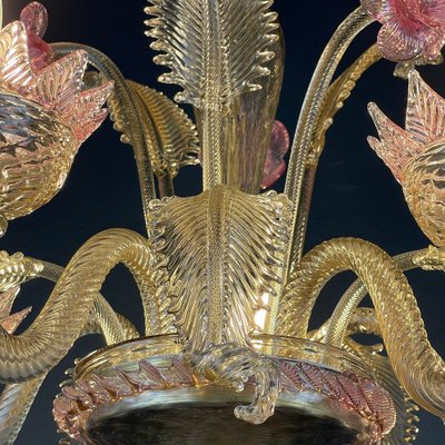 Murano Chandelier in Pink and Clear, Italy, 1980s-WQC-1731958