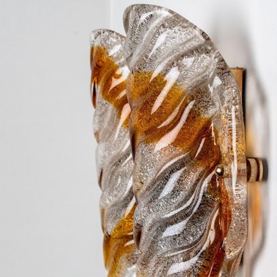 Murano Clear and Orange Glass Wall Lights, 1970s, Set of 2-VDW-1422391