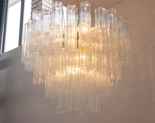 Murano Clear Glass Tronchi Chandelier, 1990s-MPO-2019670