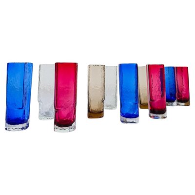 Murano Colored Long Drink Glasses by Nason Moretti, Italy, 1960s, Set of 12-UIW-2034456