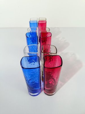 Murano Colored Long Drink Glasses by Nason Moretti, Italy, 1960s, Set of 12-UIW-2034456