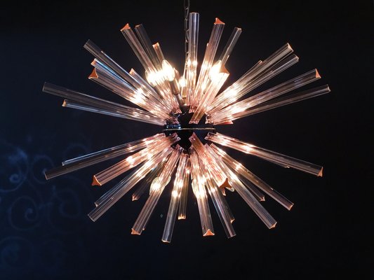 Murano Crystal Prism Sputnik Chandelier with 50 Pink Prisms, Italy-FHZ-964489