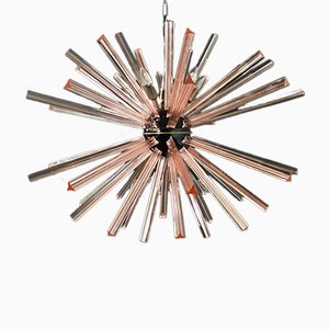 Murano Crystal Prism Sputnik Chandelier with 50 Pink Prisms, Italy-FHZ-964489