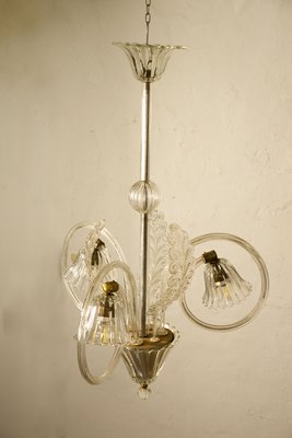 Murano Glass 3-Arm Ceiling Lamp by Ercole Barovier for Barovier & Toso, 1940s-QES-864650