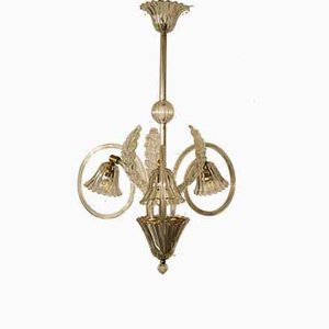 Murano Glass 3-Arm Ceiling Lamp by Ercole Barovier for Barovier & Toso, 1940s-QES-864650