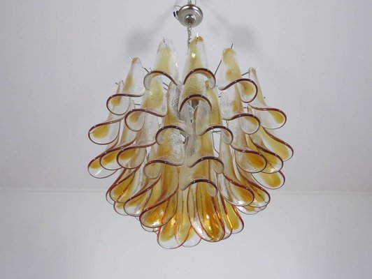 Murano Glass Amber Petals Chandeliers from Mazzega, 1970s, Set of 2-MBH-1031983