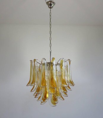 Murano Glass Amber Petals Chandeliers from Mazzega, 1970s, Set of 2-MBH-1031983