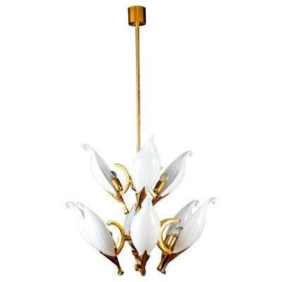 Murano Glass and Brass Chandelier by Franco Luce for Seguso, 1970s-MBH-1031830