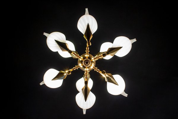 Murano Glass and Brass Chandelier by Franco Luce for Seguso, 1970s-MBH-1031830