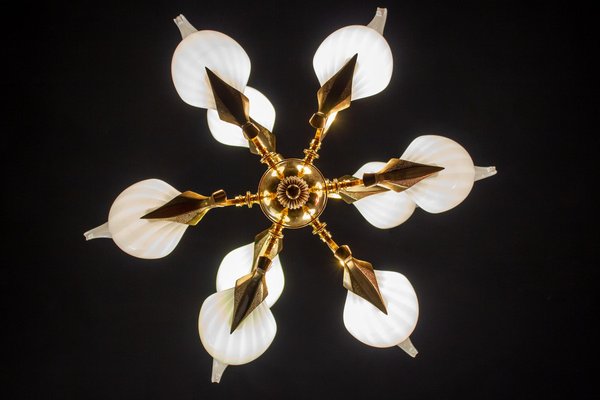 Murano Glass and Brass Chandelier by Franco Luce for Seguso, 1970s-MBH-1031830