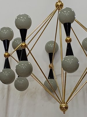 Murano Glass and Brass Grey and Black Chandelier, 2000-UH-1763403