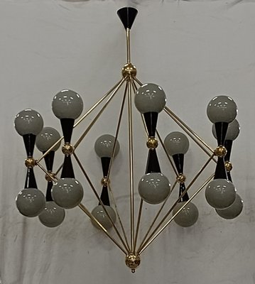 Murano Glass and Brass Grey and Black Chandelier, 2000-UH-1763403