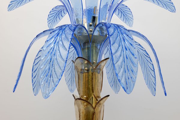 Murano Glass and Brass Palm Tree Floor Lamp, 1970s-FER-1791509