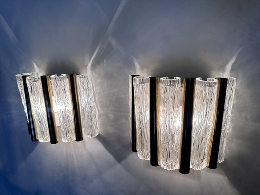 Murano Glass and Brass Tube Sconces or Wall Lamps from Kaiser Leuchten, Germany, 1960s, Set of 2-JP-1816716