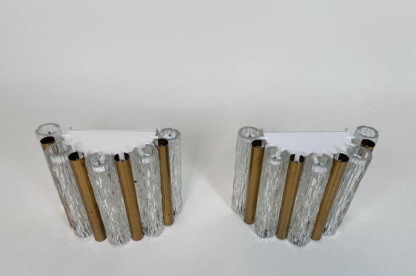 Murano Glass and Brass Tube Sconces or Wall Lamps from Kaiser Leuchten, Germany, 1960s, Set of 2-JP-1816716