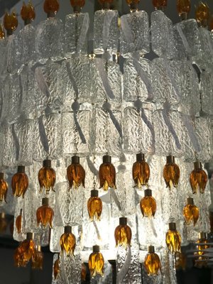 Murano Glass Blocks with Gold Rosettes Chandelier from Barovier & Toso, 1940s-MBH-1032021