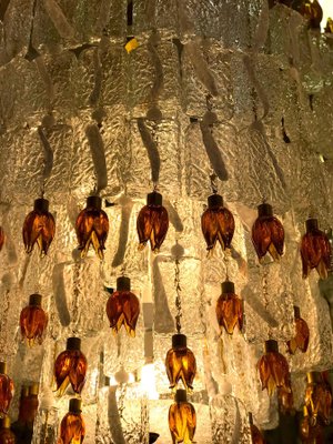 Murano Glass Blocks with Gold Rosettes Chandelier from Barovier & Toso, 1940s-MBH-1032021