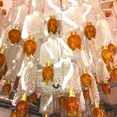 Murano Glass Blocks with Gold Rosettes Chandelier from Barovier & Toso, 1940s-MBH-1032021