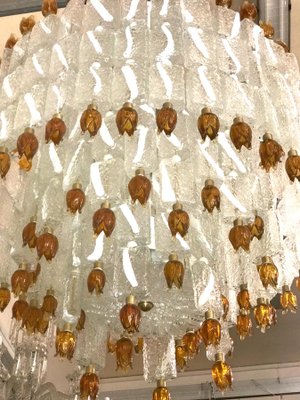 Murano Glass Blocks with Gold Rosettes Chandelier from Barovier & Toso, 1940s-MBH-1032021