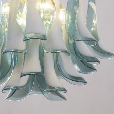 Murano Glass Blue Ottanio Color with White Petal Ceiling Lamp, Italy, 1990s-MPO-1761801