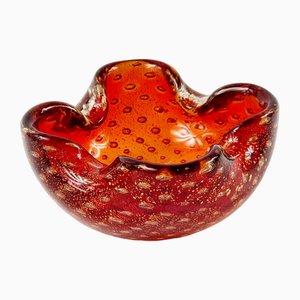 Murano Glass Bowl or Ashtray with Gold Dust & Air Bubbles from Barovier & Toso, Italy, 1960s-BMM-1718640