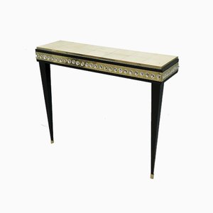 Murano Glass, Brass & Goatskin Console Table, 1950s-UH-585797