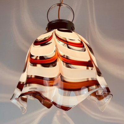 Murano Glass Brown Fazzoletto Pendant Lamp by AV Mazzega, Italy, 1970s-WQC-1378703