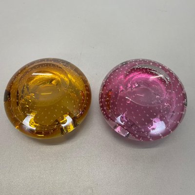 Murano Glass Bubble Structure Bowls or Ashtrays, Italy, 1970s, Set of 2-QZ-1448589