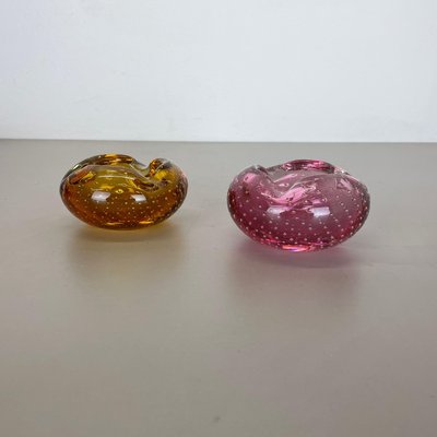 Murano Glass Bubble Structure Bowls or Ashtrays, Italy, 1970s, Set of 2-QZ-1448589