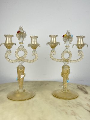 Murano Glass Candelabras in the style of Barovier & Toso, Italy, 1960s, Set of 2-YST-1743133