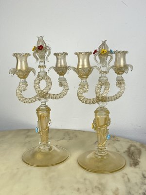 Murano Glass Candelabras in the style of Barovier & Toso, Italy, 1960s, Set of 2-YST-1743133