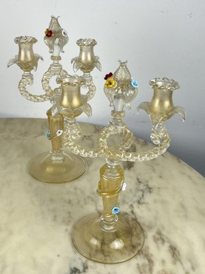 Murano Glass Candelabras in the style of Barovier & Toso, Italy, 1960s, Set of 2-YST-1743133