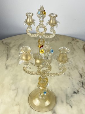 Murano Glass Candelabras in the style of Barovier & Toso, Italy, 1960s, Set of 2-YST-1743133