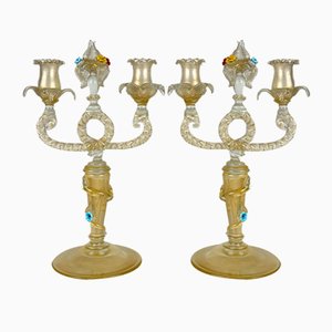 Murano Glass Candelabras in the style of Barovier & Toso, Italy, 1960s, Set of 2-YST-1743133