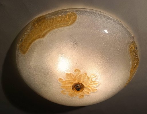 Murano Glass Ceiling Light or Flush Mount with Gold Inclusions by Barovier, 1970s-MBH-1031945