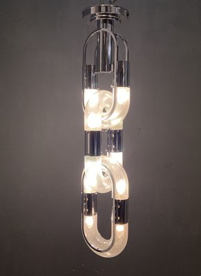 Murano Glass Chain Link Ceiling Lamp by Aldo Nason for Mazzega, 1960s-JJC-909616