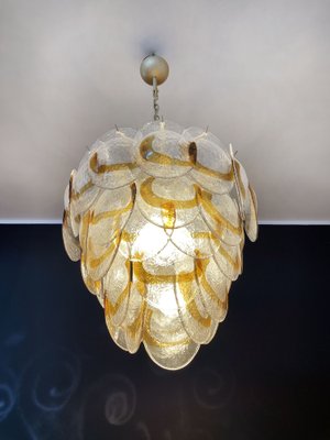 Murano Glass Chandelier with 41 Lattimo Amber Glasses from Mazzega, 1970s-FHZ-1264128