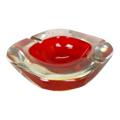 Murano Glass Faceted Sommerso Bowl or Ashtray, Italy, 1970s-QZ-1448594