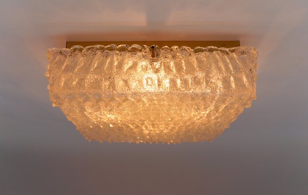 Murano Glass Flush Mount Lamp with Crocodile Skin Surface Texture by Hillebrand, Germany, 1960s-KQB-1741805