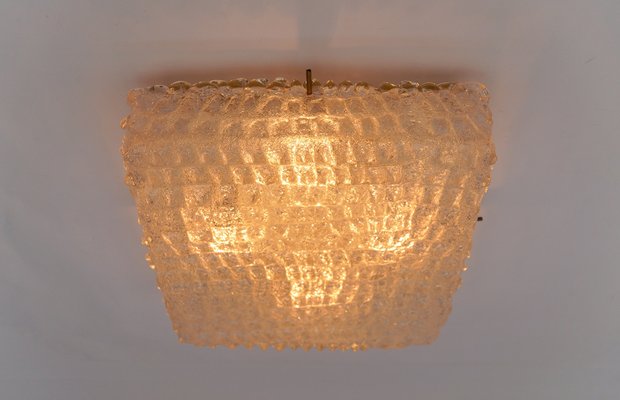 Murano Glass Flush Mount Lamp with Crocodile Skin Surface Texture by Hillebrand, Germany, 1960s-KQB-1741805