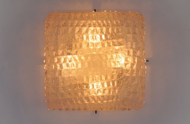 Murano Glass Flush Mount Lamp with Crocodile Skin Surface Texture by Hillebrand, Germany, 1960s-KQB-1741805