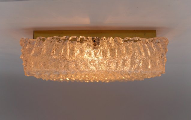 Murano Glass Flush Mount Lamp with Crocodile Skin Surface Texture by Hillebrand, Germany, 1960s-KQB-1741805