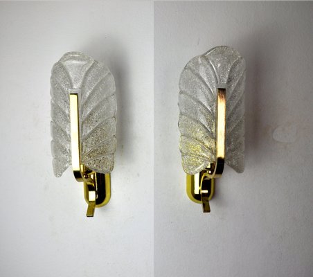 Murano Glass Leaf Sconces by Carl Fagerlund, Germany, 1970s, Set of 2-EJE-1373481