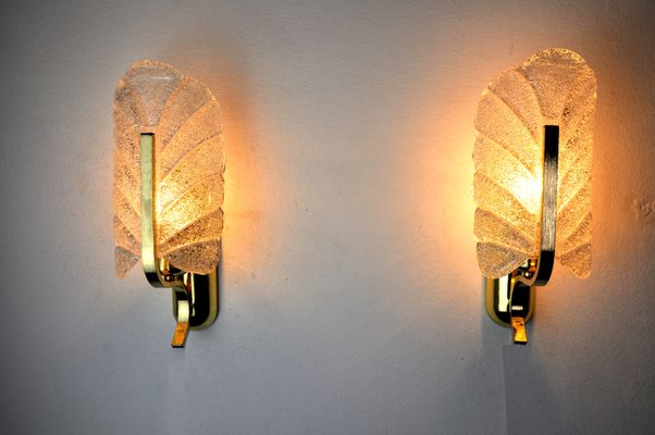 Murano Glass Leaf Sconces by Carl Fagerlund, Germany, 1970s, Set of 2-EJE-1373481