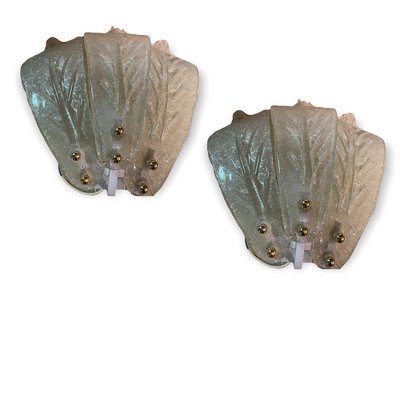 Murano Glass Leaf Sconces, Set of 2-JJC-1309745