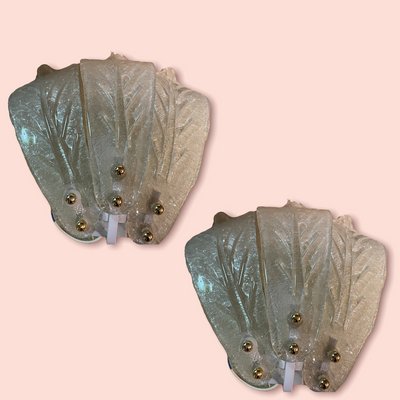 Murano Glass Leaf Sconces, Set of 2-JJC-1309745